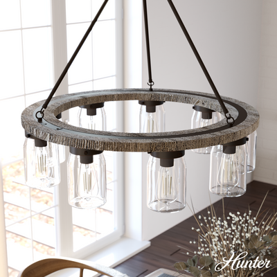 Devon Park 31-inch 9-light Onyx Bengal and Barnwood Chandelier with Clear Glass