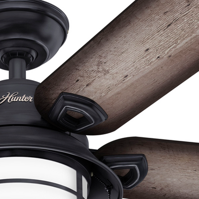 54 inch Key Biscayne Weathered Zinc Damp Rated Ceiling Fan with LED Light Kit and Pull Chain