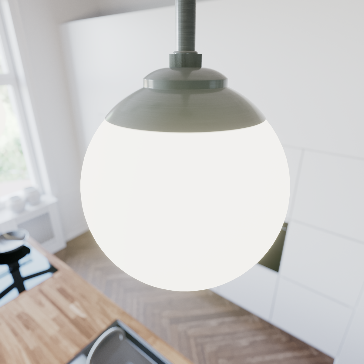 Hepburn 8-inch 1-light Brushed Nickel Globe Pendant with Cased White Glass