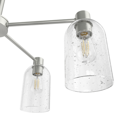 Lochemeade 26-inch 5-light Brushed Nickel Chandelier with Seeded Glass