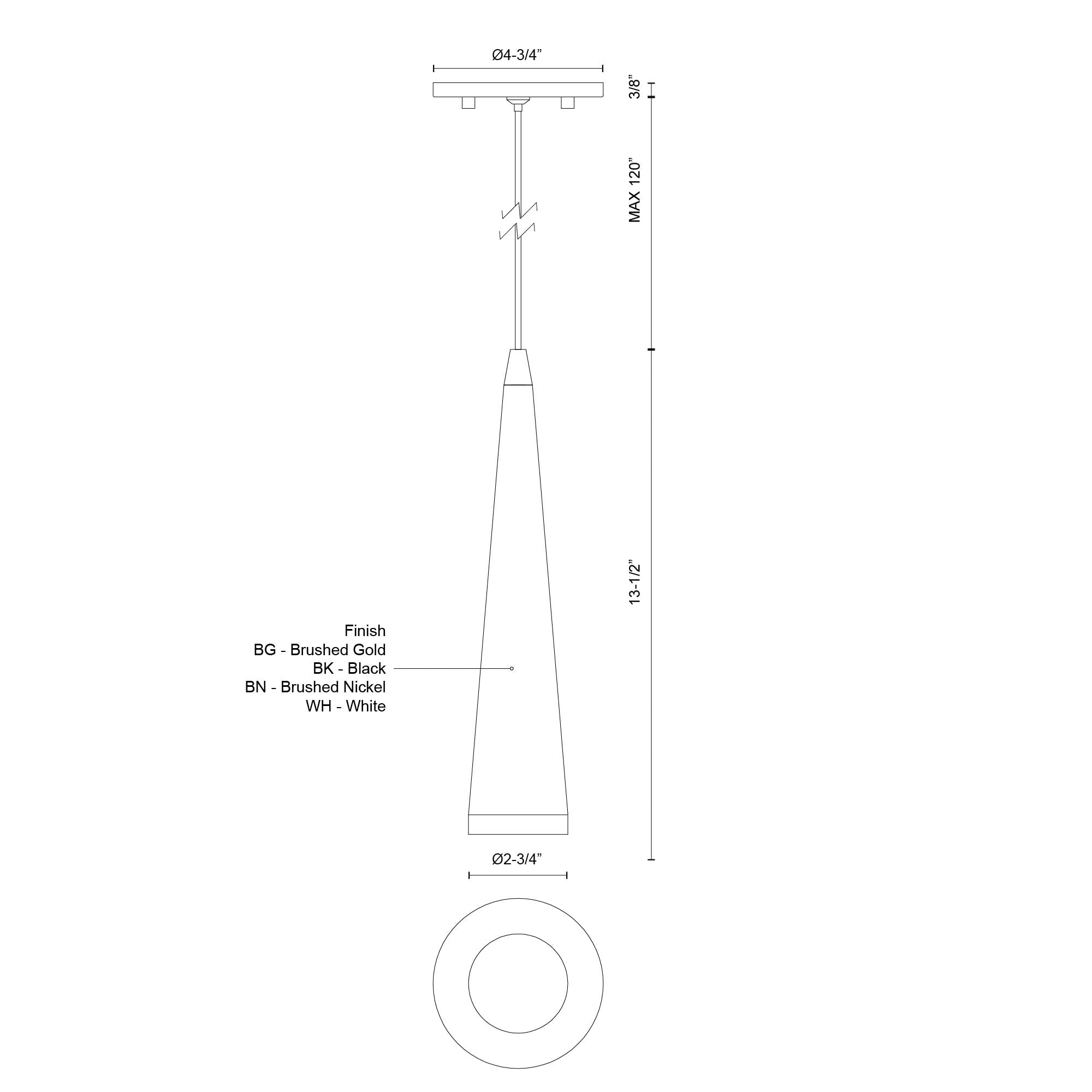 Mina 12-in Steel Pendant