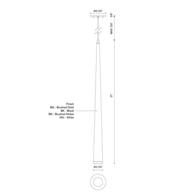 Mina 36-in Steel Pendant