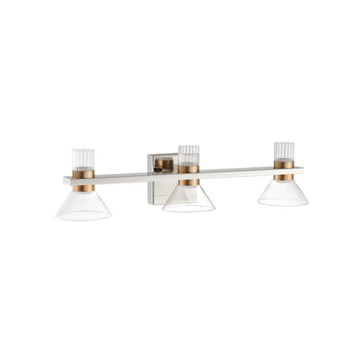 Blake 25-inch 6-light Polished Nickel and Champagne Gold 5CCT LED Vanity Light with Clear and Clear Ribbed Glass
