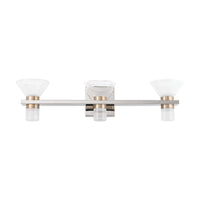 Blake 25-inch 6-light Polished Nickel and Champagne Gold 5CCT LED Vanity Light with Clear and Clear Ribbed Glass