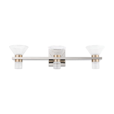Blake 25-inch 6-light Polished Nickel and Champagne Gold 5CCT LED Vanity Light with Clear and Clear Ribbed Glass