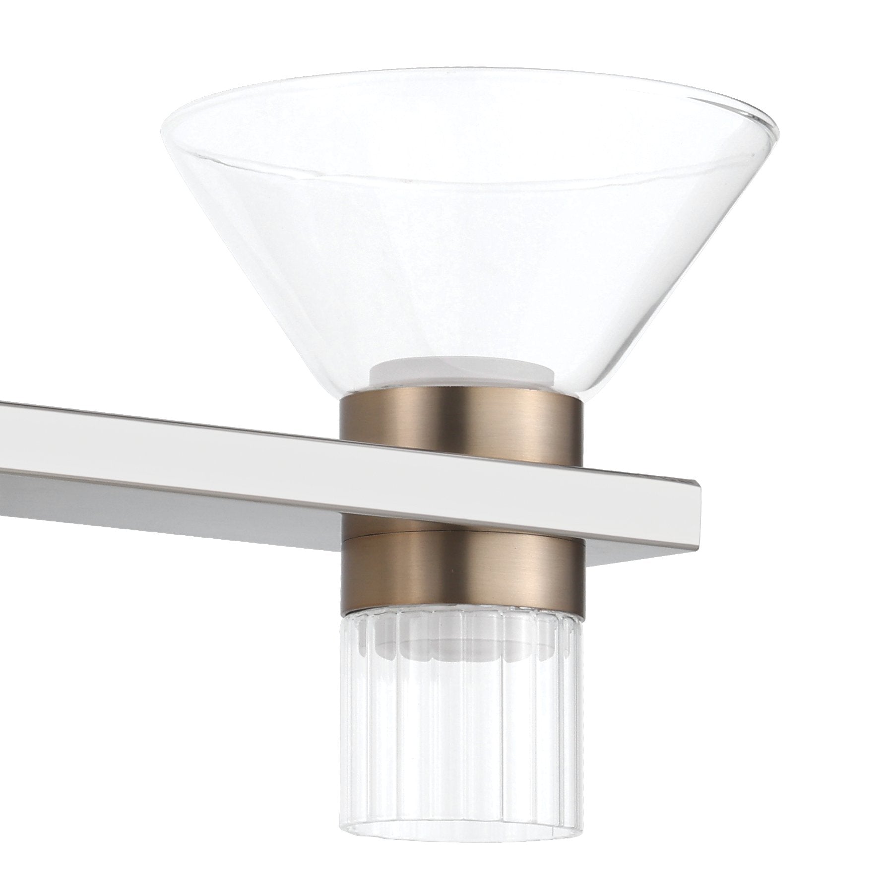 Blake 25-inch 6-light Polished Nickel and Champagne Gold 5CCT LED Vanity Light with Clear and Clear Ribbed Glass