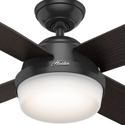 52 inch Dempsey Matte Black Damp Rated Ceiling Fan with LED Light Kit and Handheld Remote
