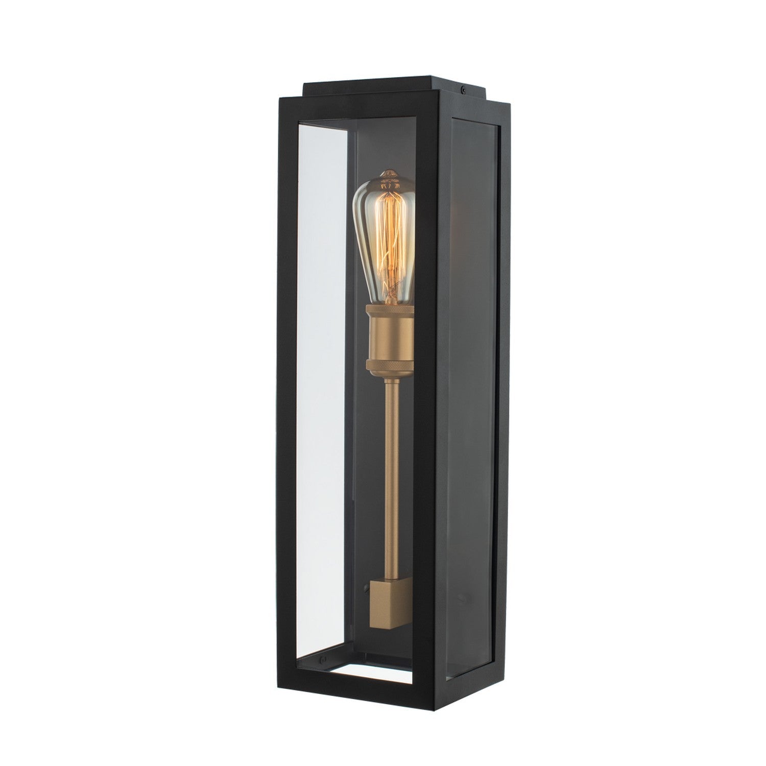 6'' Ashland 1 Light Black w/ Sanded Gold Outdoor Wall Sconce