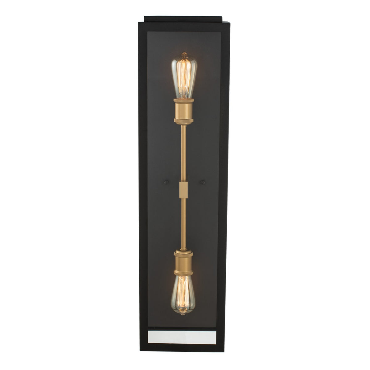 8'' Ashland 2 Light Black w/ Sanded Gold Outdoor Wall Sconce