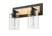 13'' Gasol Matte Black/Vintage Brass 2 Light Bath Vanity