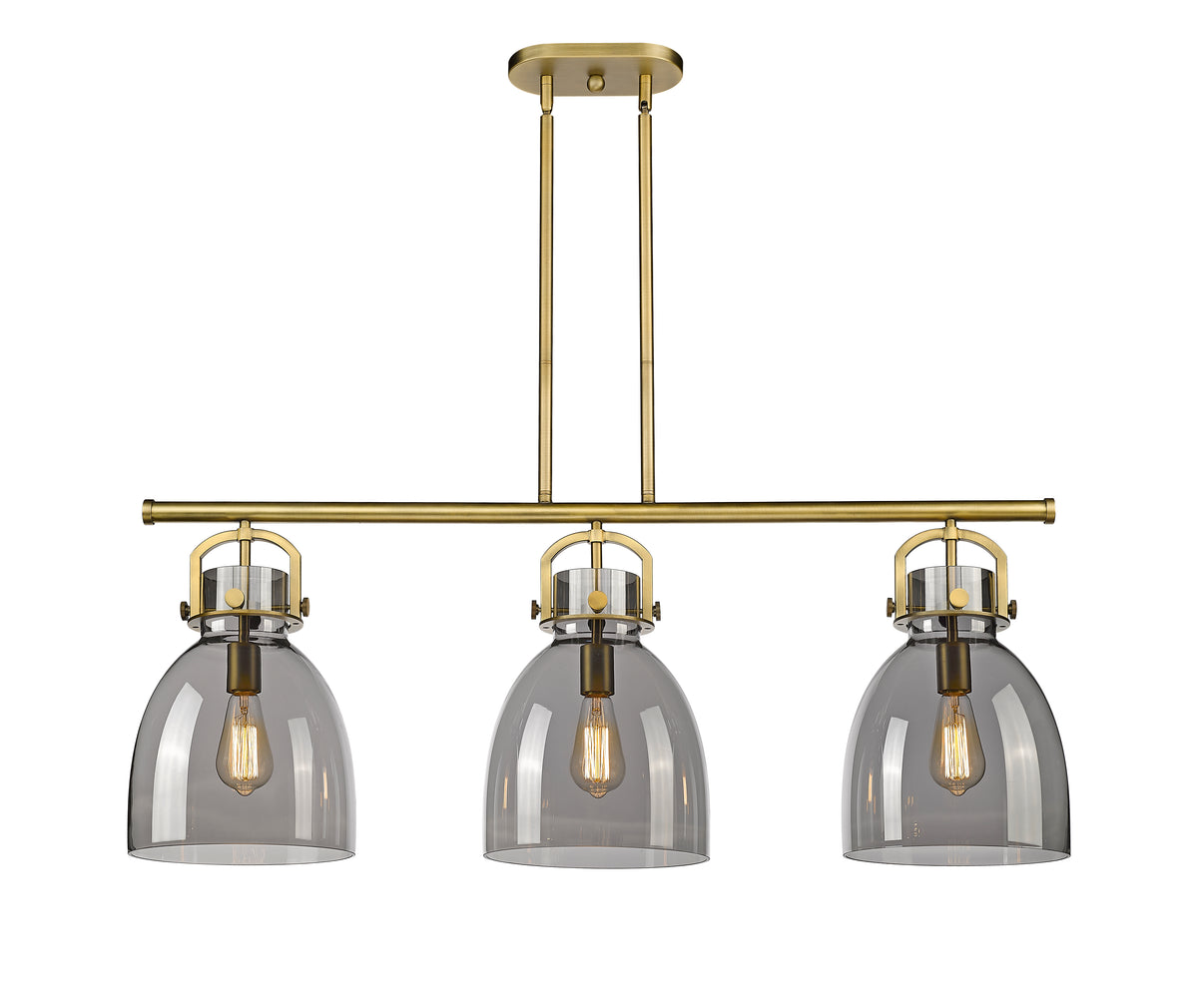 Newton Bell 42-Inch 3-Light Stem-Hung Island Light 14.875-Inch High Glass Shade