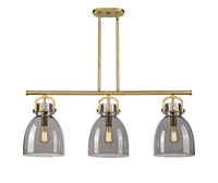 Newton Bell 42-Inch 3-Light Stem-Hung Island Light 14.875-Inch High Glass Shade