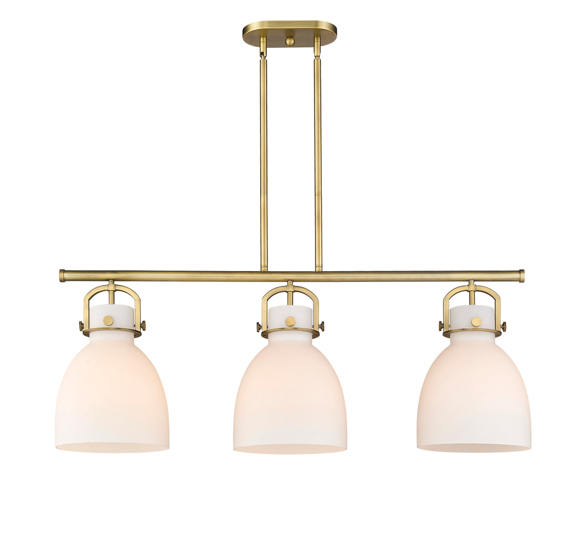 Newton Bell 42-Inch 3-Light Stem-Hung Island Light 14.875-Inch High Glass Shade