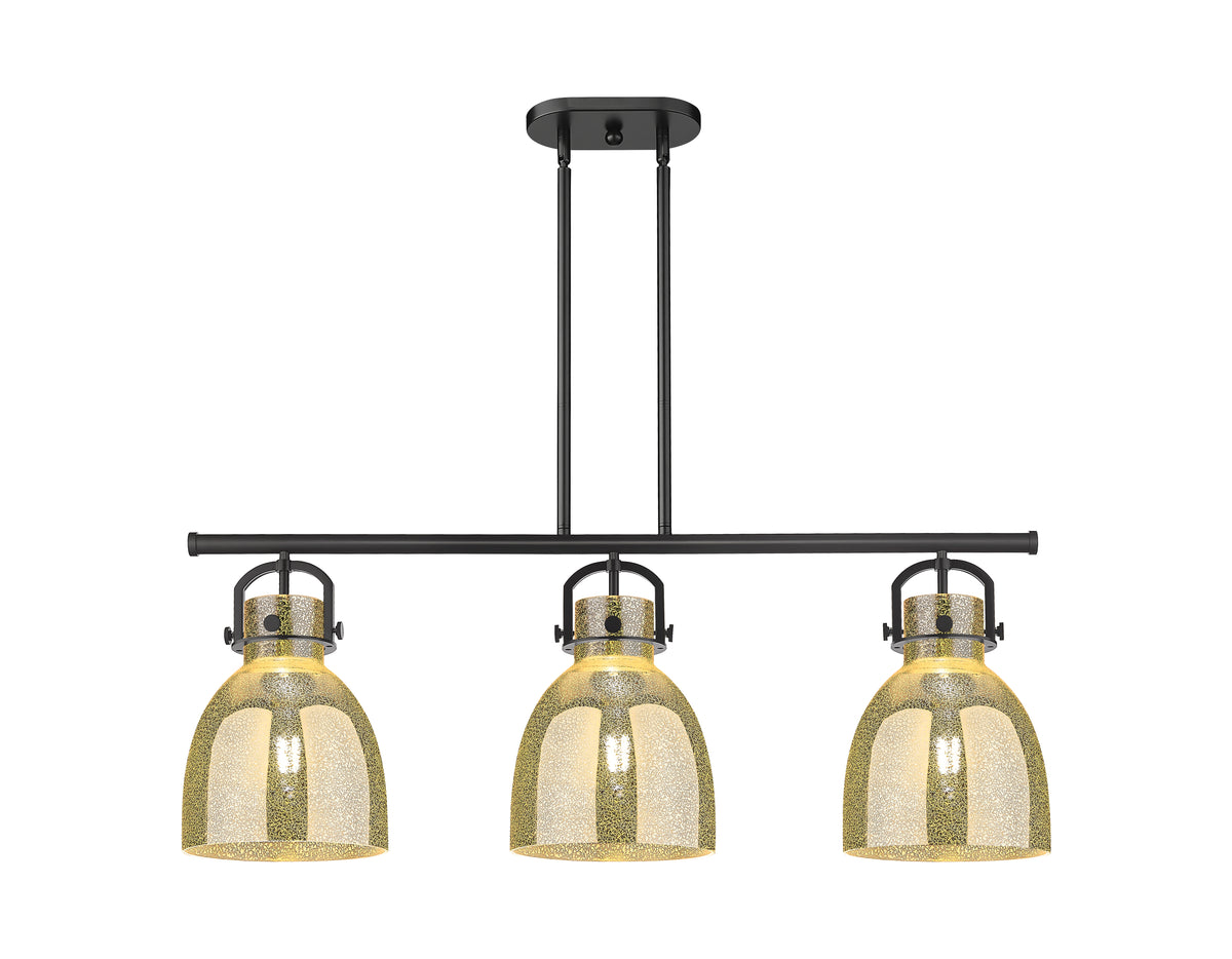 Newton Bell 42-Inch 3-Light Stem-Hung Island Light 14.875-Inch High Glass Shade