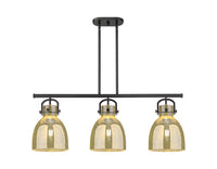 Newton Bell 42-Inch 3-Light Stem-Hung Island Light 14.875-Inch High Glass Shade