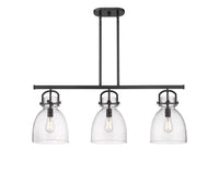 Newton Bell 42-Inch 3-Light Stem-Hung Island Light 14.875-Inch High Glass Shade
