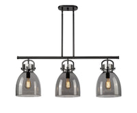 Newton Bell 42-Inch 3-Light Stem-Hung Island Light 14.875-Inch High Glass Shade