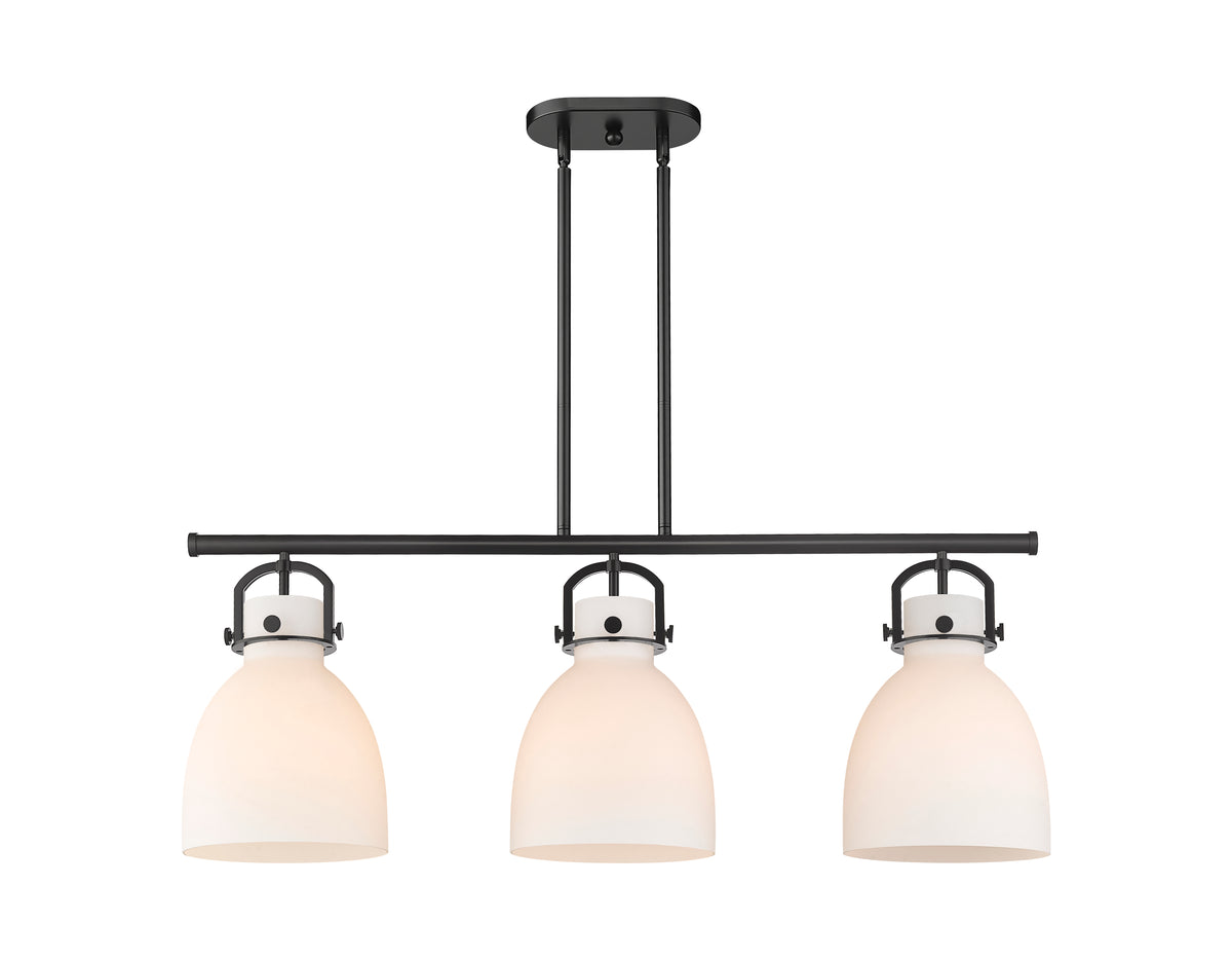 Newton Bell 42-Inch 3-Light Stem-Hung Island Light 14.875-Inch High Glass Shade