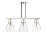Newton Bell 42-Inch 3-Light Stem-Hung Island Light 14.875-Inch High Glass Shade