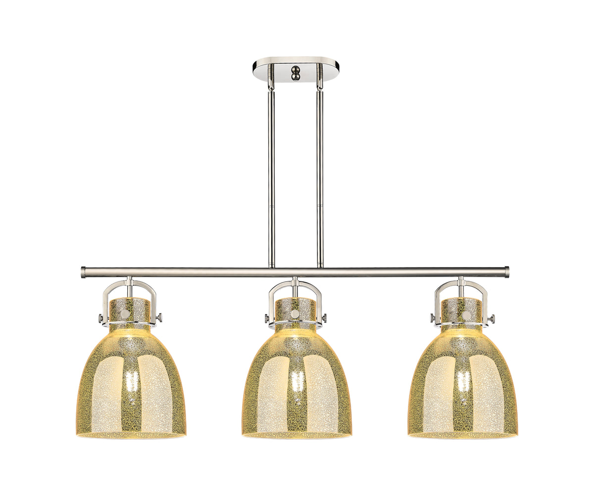 Newton Bell 42-Inch 3-Light Stem-Hung Island Light 14.875-Inch High Glass Shade