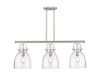 Newton Bell 42-Inch 3-Light Stem-Hung Island Light 14.875-Inch High Glass Shade
