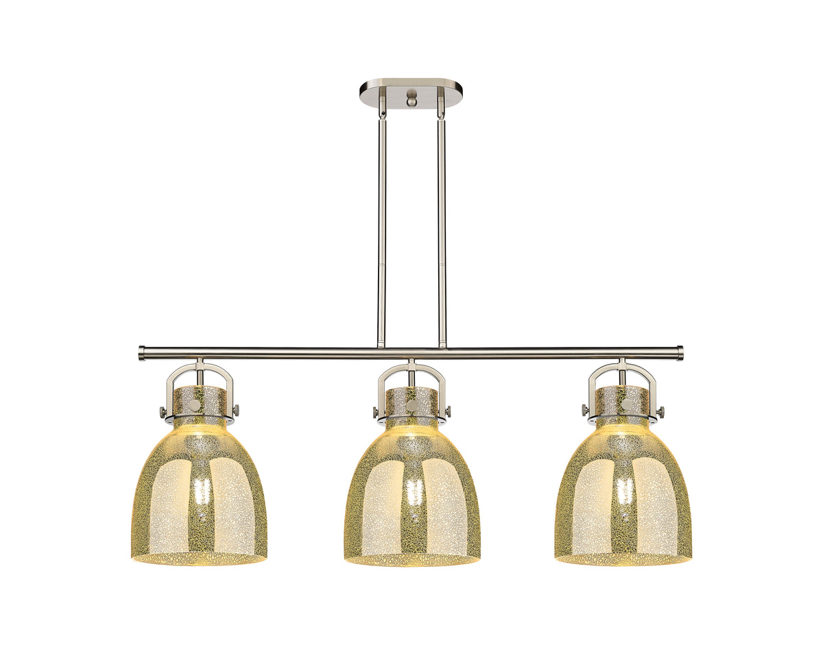 Newton Bell 42-Inch 3-Light Stem-Hung Island Light 14.875-Inch High Glass Shade
