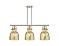 Newton Bell 42-Inch 3-Light Stem-Hung Island Light 14.875-Inch High Glass Shade