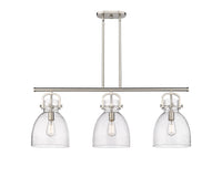 Newton Bell 42-Inch 3-Light Stem-Hung Island Light 14.875-Inch High Glass Shade