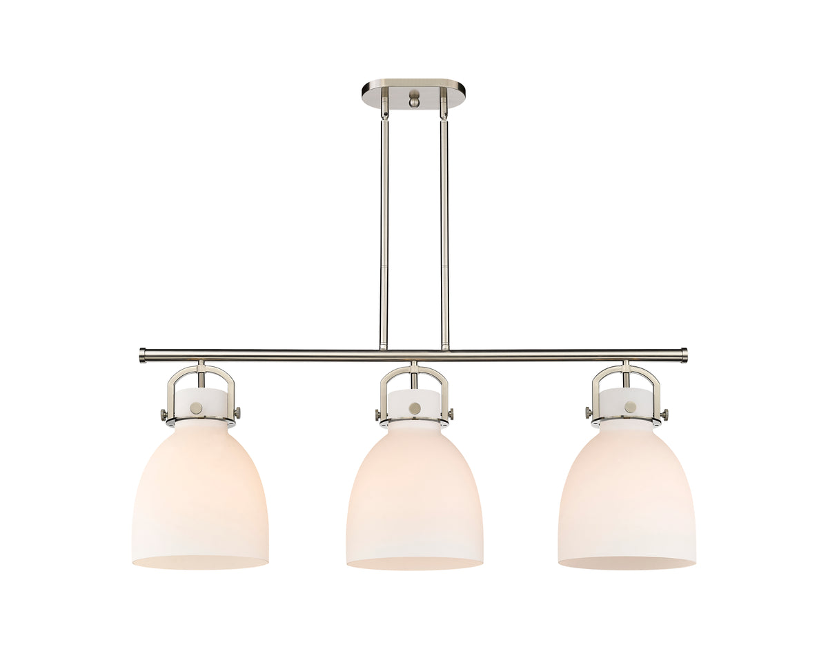 Newton Bell 42-Inch 3-Light Stem-Hung Island Light 14.875-Inch High Glass Shade