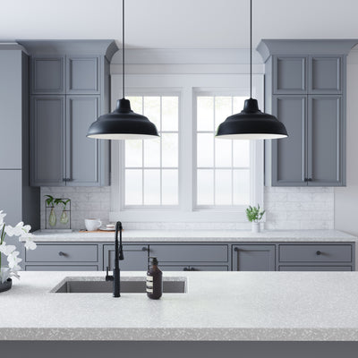 17-inch R Series Satin Black 1-Light Pendant Light