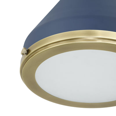 Doyle 13-inch 1-light Natural Brass Pendant Light with Matte Blue Metal Shade
