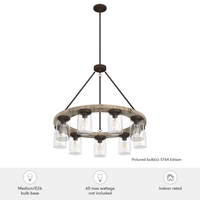 Devon Park 31-inch 9-light Onyx Bengal and Barnwood Chandelier with Clear Glass