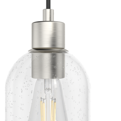 Lochemeade 4.5-inch 1-light Brushed Nickel Pendant with Clear Seeded Glass