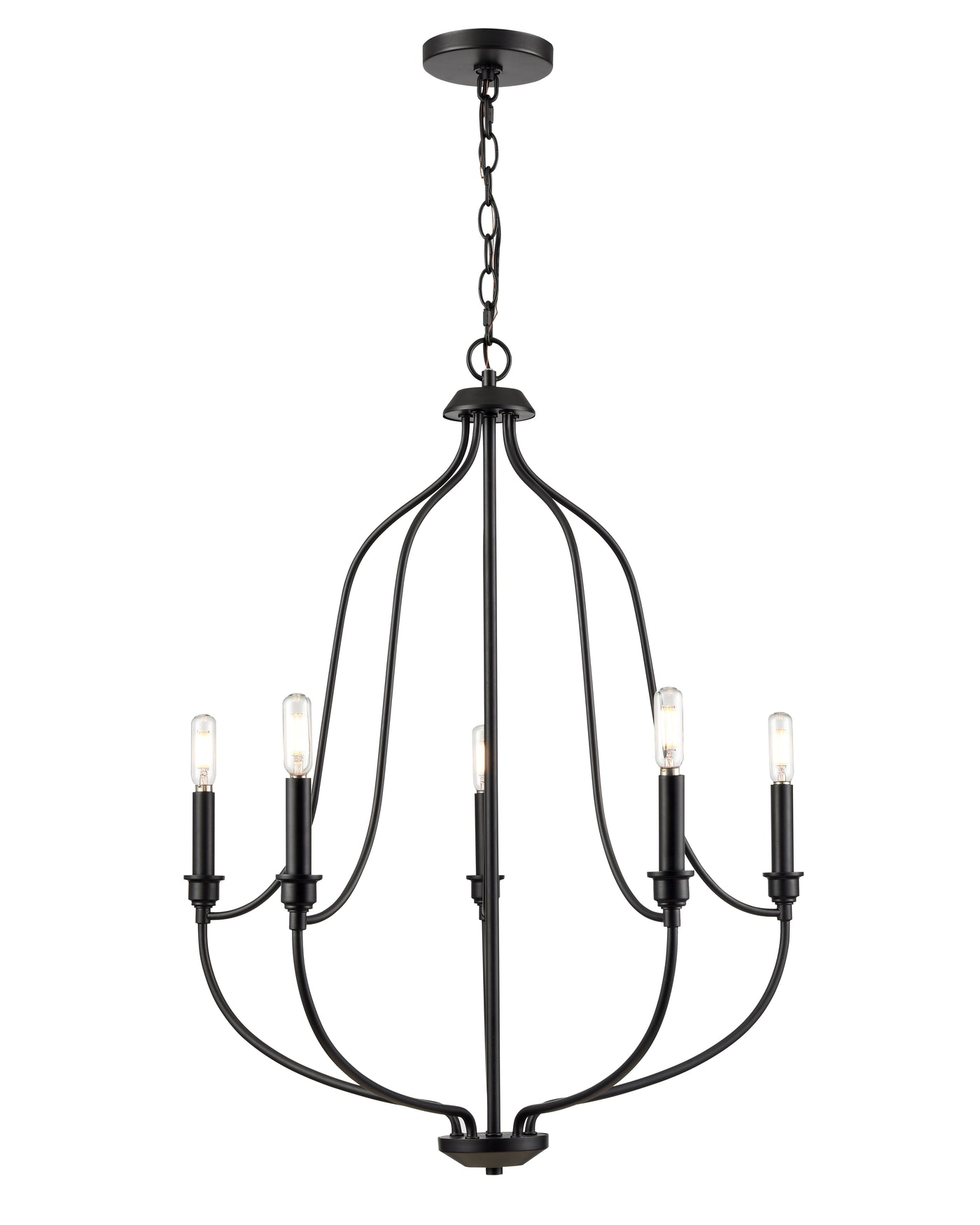 31'' Senoia Matte Black 5 Light Chandelier