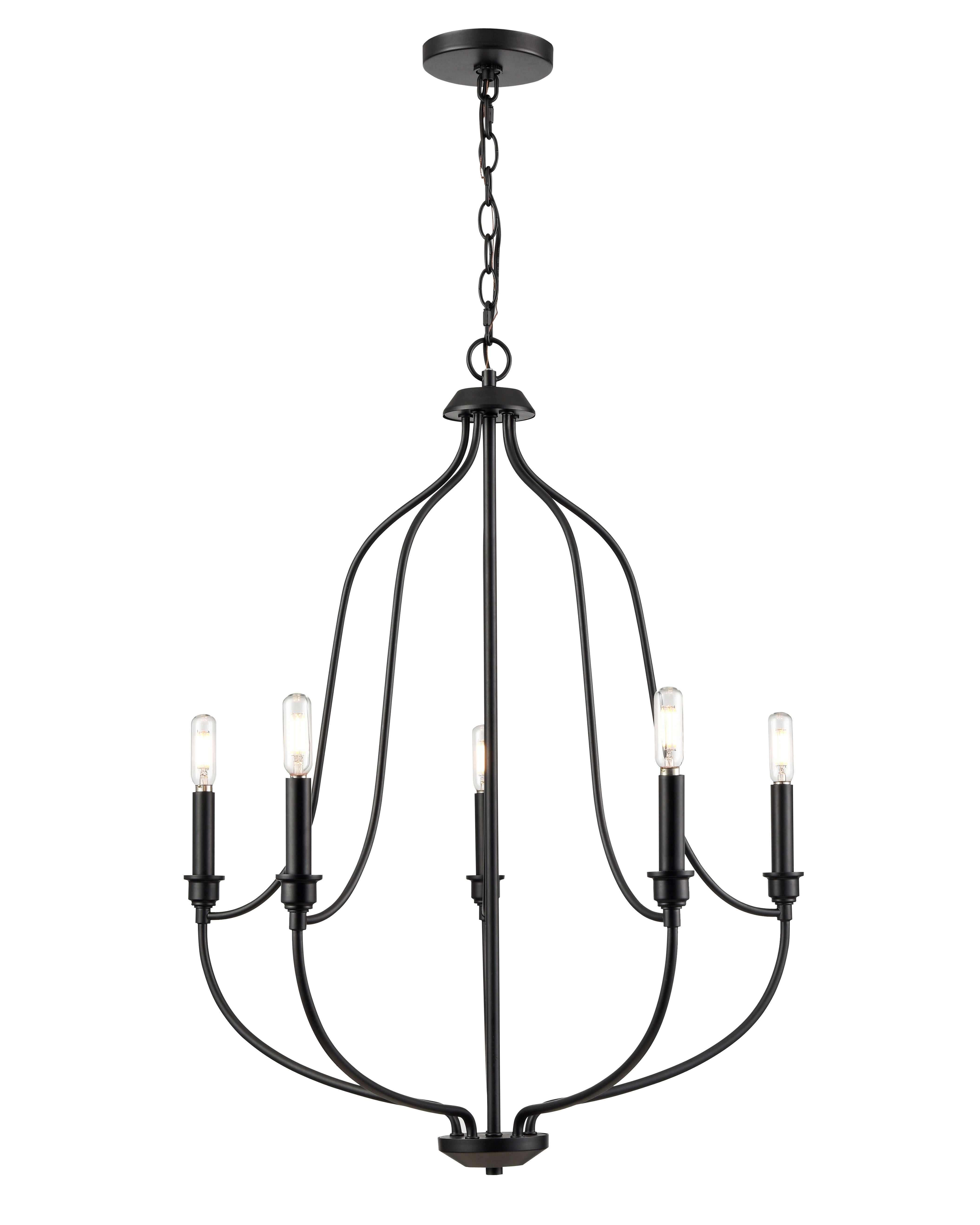 31'' Senoia Matte Black 5 Light Chandelier