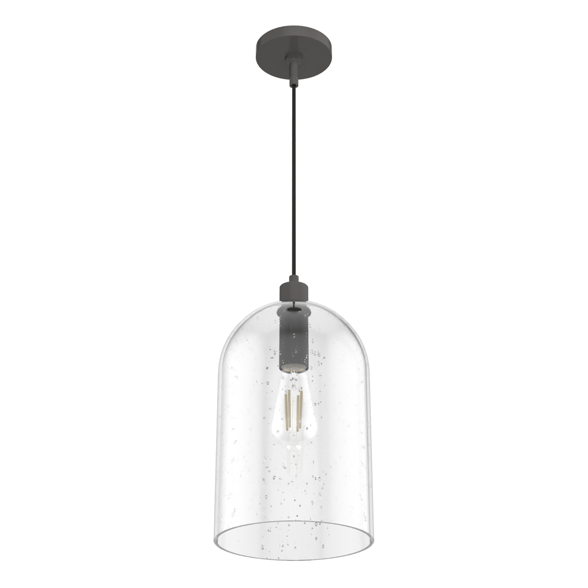 Lochemeade 9-inch 1-light Noble Bronze Pendant with Clear Seeded Glass