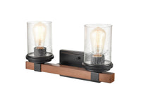 15'' Taos Matte Black/Wood Grain 2 Light Bath Vanity