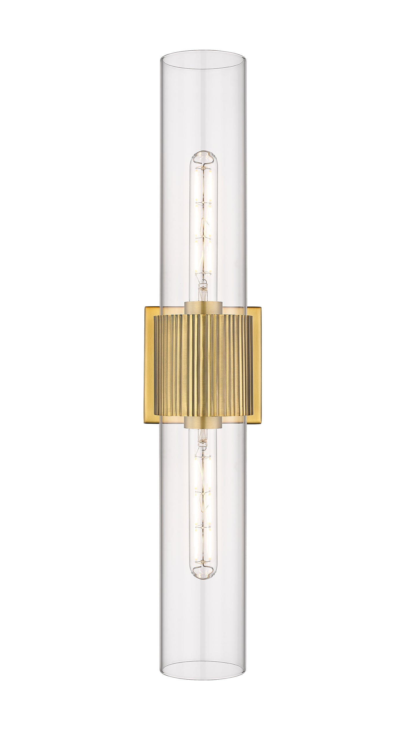 Downtown Urban Bath Vanity Light Ribbed Brass