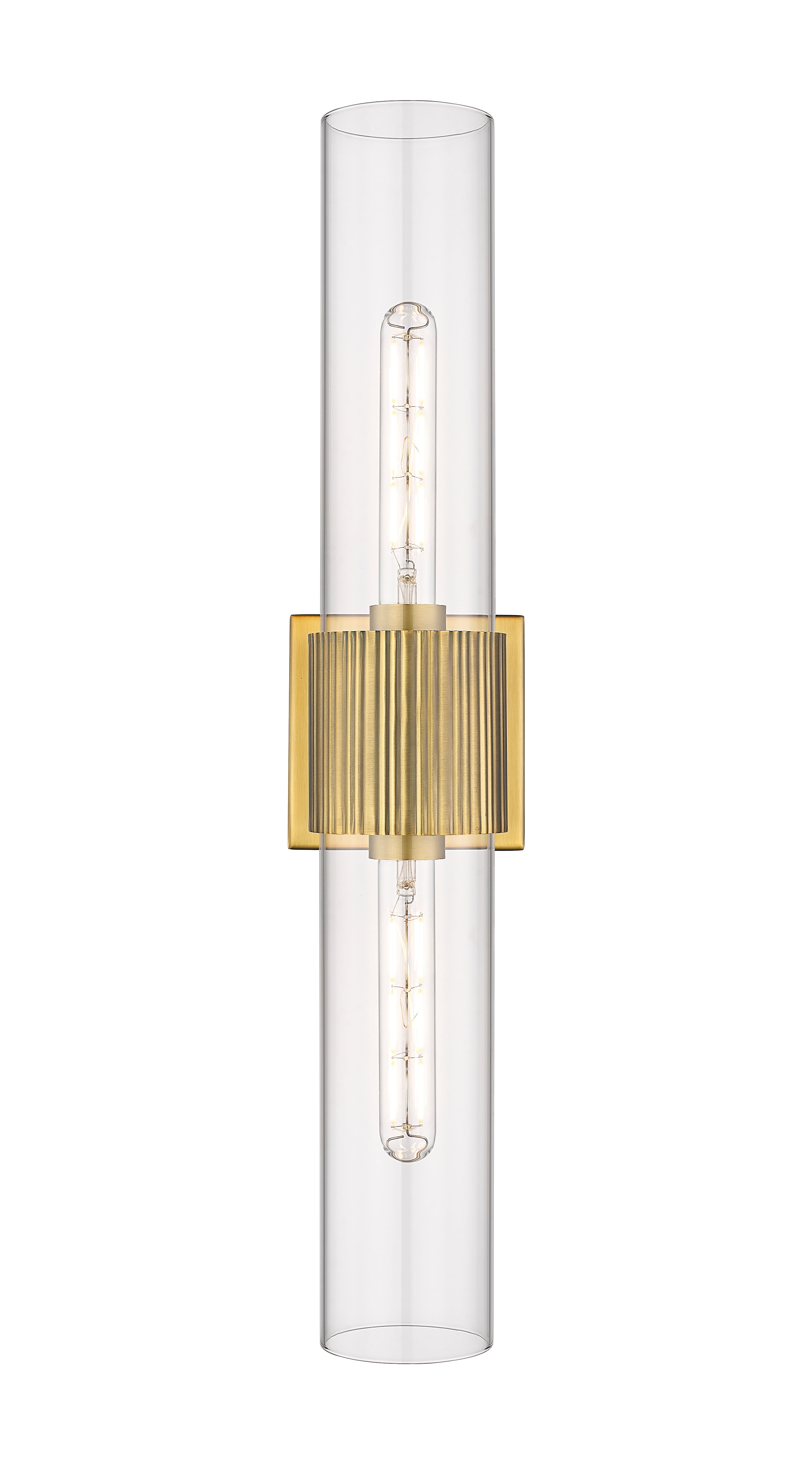 Downtown Urban Bath Vanity Light Ribbed Brass