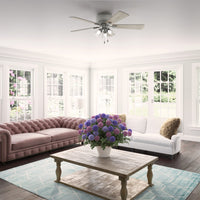52 inch Crestfield Matte Silver Low Profile Ceiling Fan with LED Light Kit and Pull Chain