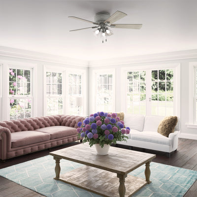 52 inch Crestfield Matte Silver Low Profile Ceiling Fan with LED Light Kit and Pull Chain