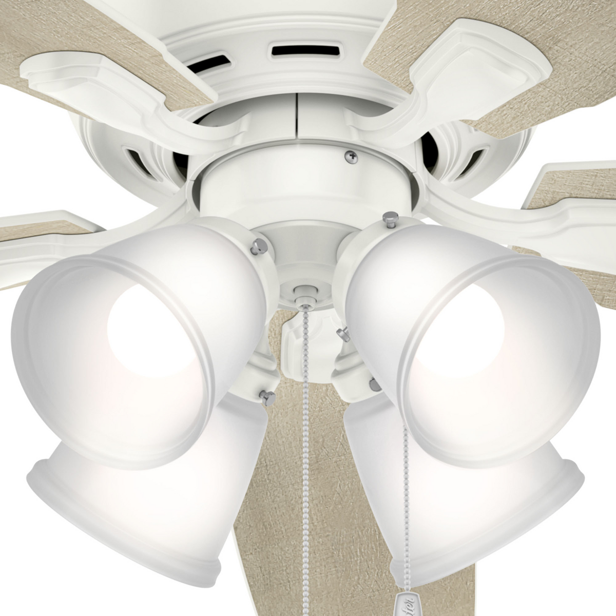 52 inch Amberlin Fresh White Ceiling Fan with LED Light Kit and Pull Chain