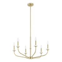 Leah 30-inch 6-light Brushed Gold and White Onyx Chandelier