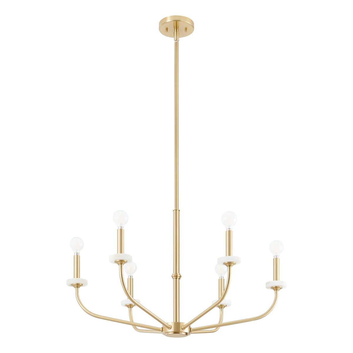 Leah 30-inch 6-light Brushed Gold and White Onyx Chandelier