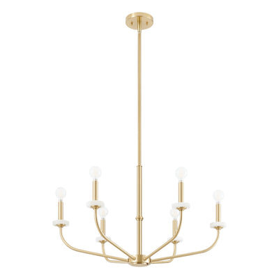 Leah 30-inch 6-light Brushed Gold and White Onyx Chandelier