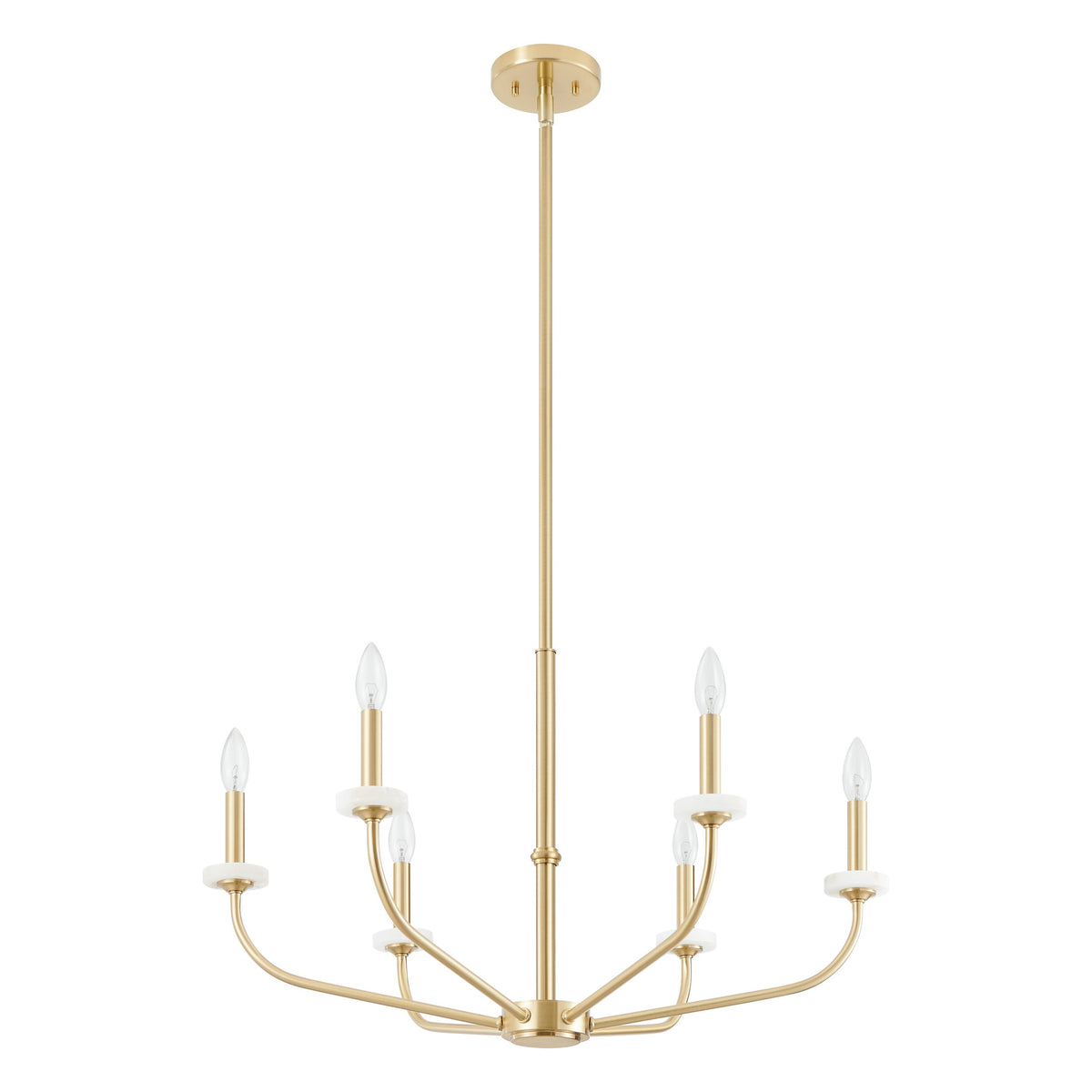 Leah 30-inch 6-light Brushed Gold and White Onyx Chandelier