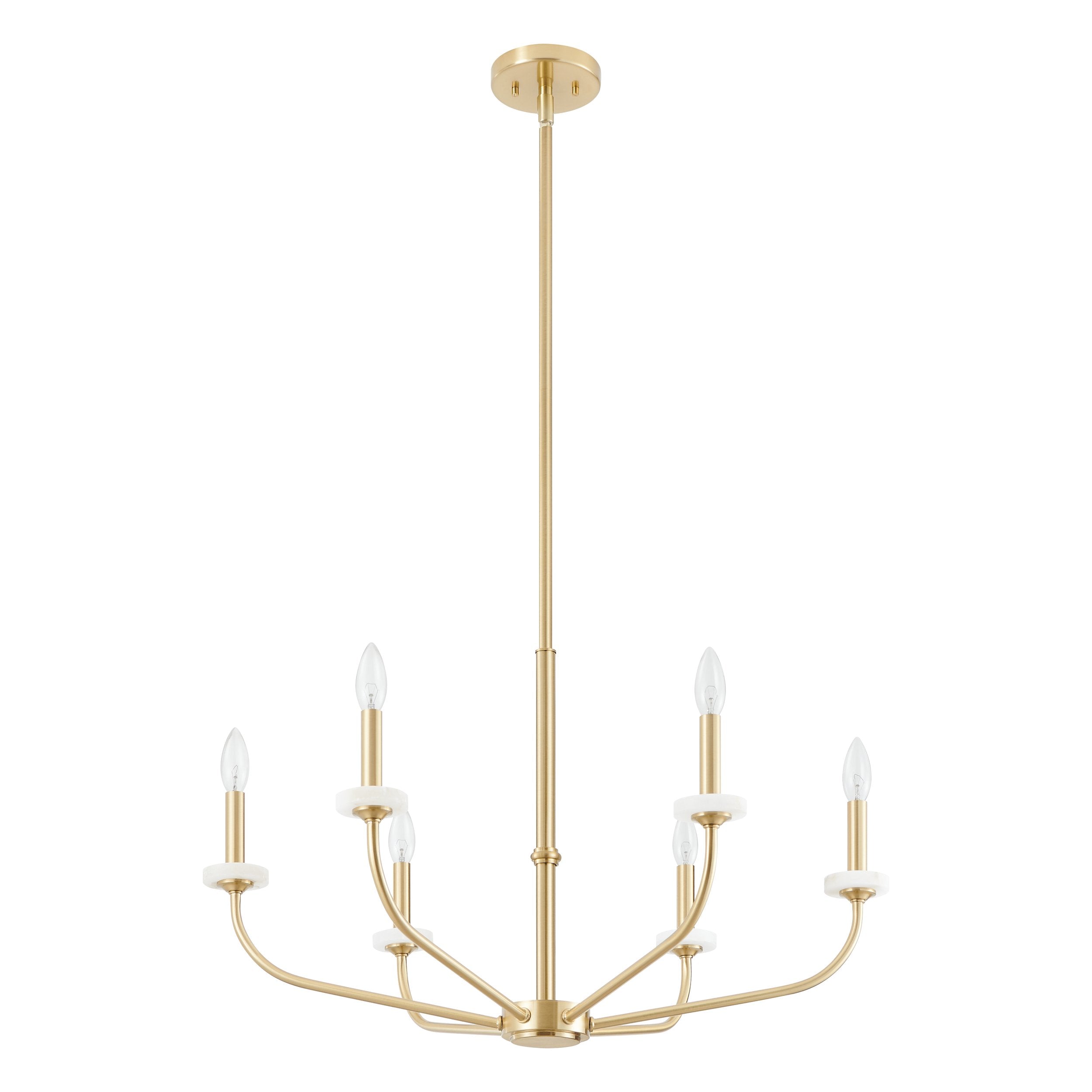 Leah 30-inch 6-light Brushed Gold and White Onyx Chandelier