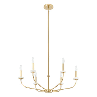 Leah 30-inch 6-light Brushed Gold and White Onyx Chandelier