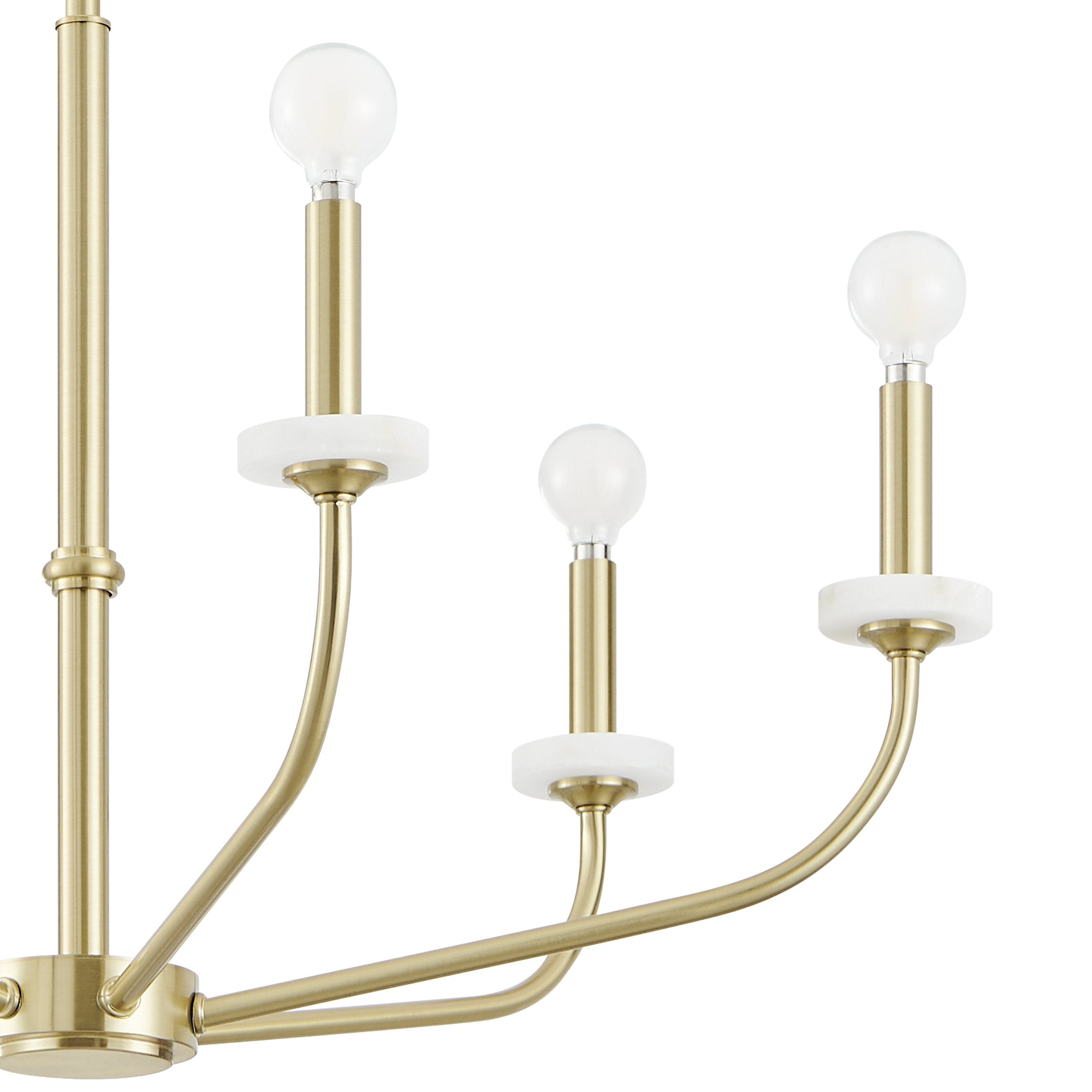 Leah 30-inch 6-light Brushed Gold and White Onyx Chandelier