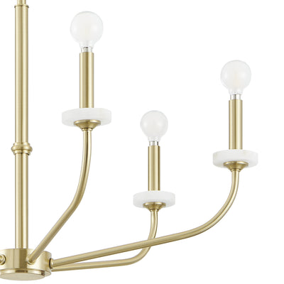 Leah 30-inch 6-light Brushed Gold and White Onyx Chandelier
